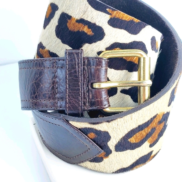 B-Low the Belt Wide Ponyhair Waist Leather Belt L - Picture 2 of 11
